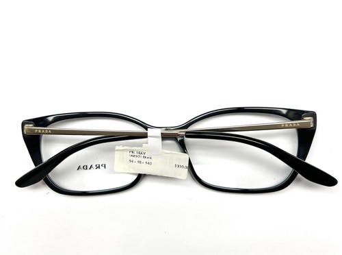 Prada Eyeglasses Glasses VPR 14X 1AB-1O1 Polished Black Gold Temples 54-16-140 - Picture 6 of 8