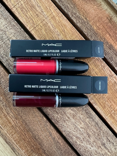 MAC RETRO MATTE LIQUID LIPCOLOUR 5 ML/0.17 OZ NEW. RED JADE & HIGH DRAMA.