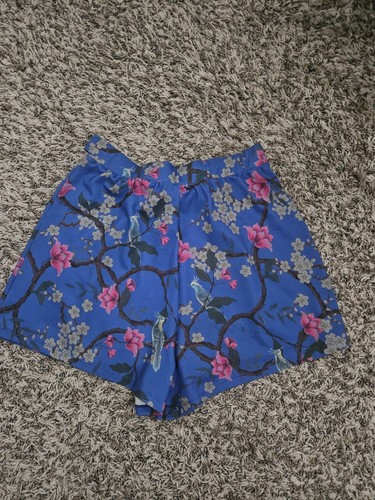 ASOS Blue Floral Bird Print Tie Waist Shorts (size 4) - Picture 3 of 6