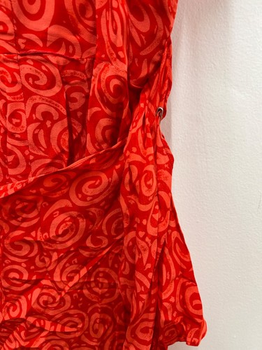 Spencer Jeremy VTG NWOT 100% Silk Paisley Swirl Red Maxi Wrap Shift Dress sz 18 - Picture 5 of 8