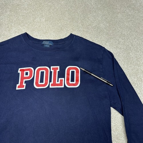 Vintage Polo Ralph Lauren Long Sleeve Blue Shirt Size Large 14-16 Boys Cotton - Picture 7 of 11