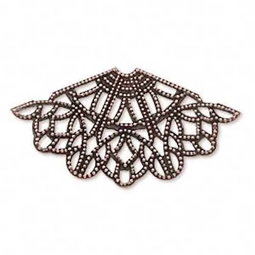 Focal, 10 Antiqued Silver OR Copper Plated Brass 42x22mm Filigree Fan Connector* - Picture 3 of 5