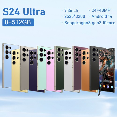 S24 Ultra Smartphone 7.3" HD Factory Unlocked Android 8+512GB 8000mAh Dual SIM - Picture 1 of 29