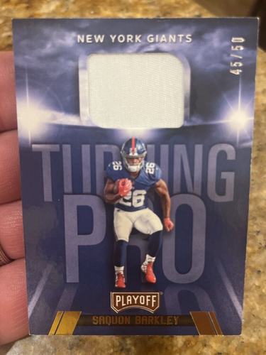 SAQUON BARKLEY🔥/50 RELIC PATCH ROOKIE📈2018 PANINI PLAYOFF TURN PRO JERSEY🦅 - Bild 4 von 9