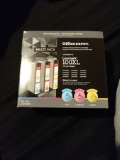 Office Depot Lexmark 100XL Cyan Magenta Yellow Remanufactured Ink Cartridges NEW