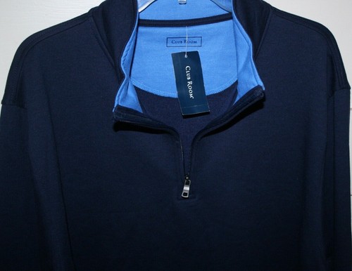 Club Room Mens Sweatshirt 1/4 Zip Stretch Fleece Navy Blue Size XXL - Picture 4 of 5