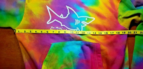 Vintage Six Flags Tie Dye Shark Hoodie Sweatshirt RARE Size Kids L (14/16) - Picture 3 of 7
