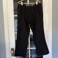 Venezia Black Pinstripe stretch Career Casual Slacks Pants SZ 16 Front Pockets