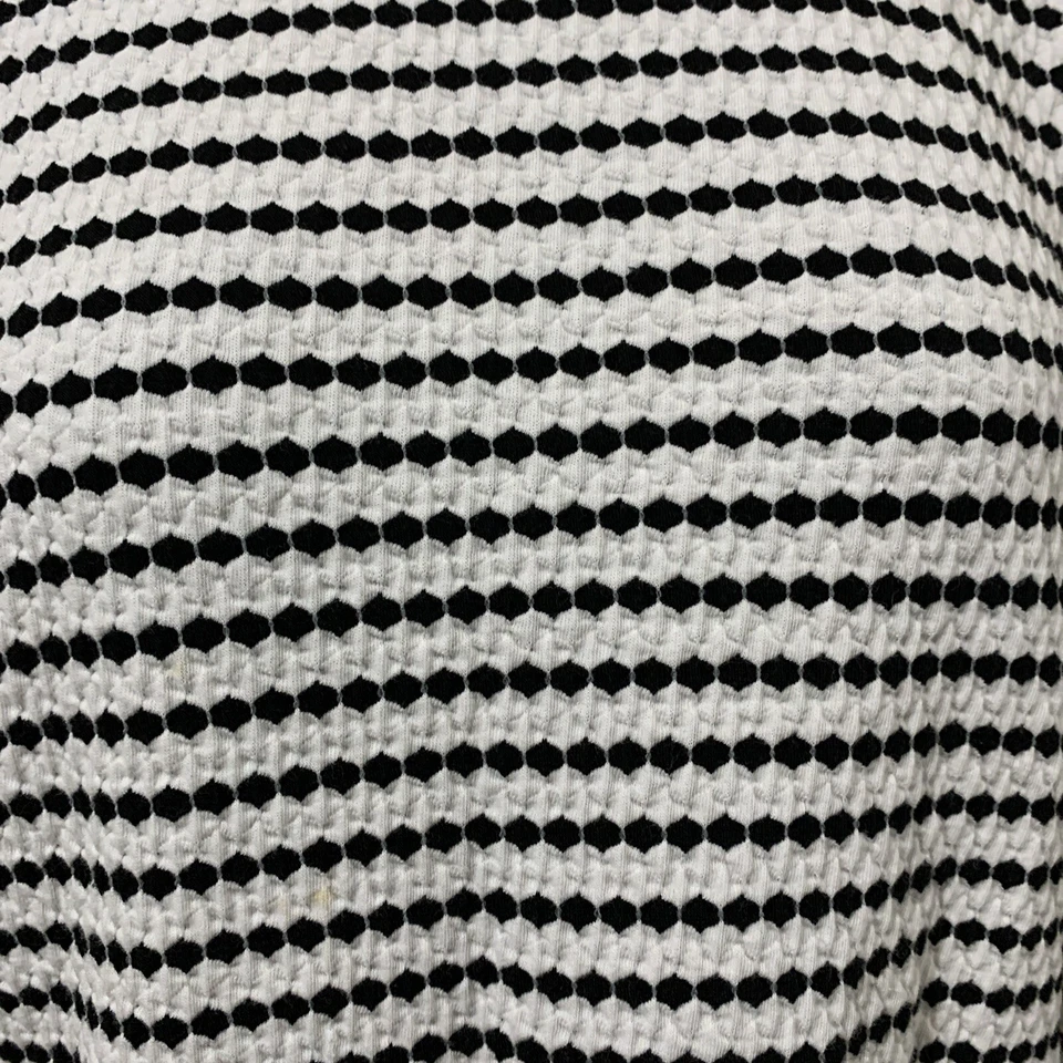 Top Elle para mujer mediano negro blanco dobladillo festoneado a rayas manga larga doble Foto 2 de 4