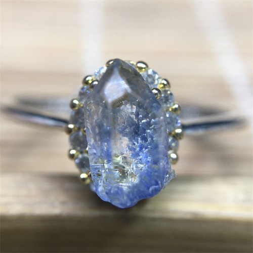 100%Natural Blue Rare Dumortierite Quartz Rutilated Adjustable Ring - Picture 2 of 4