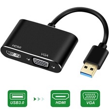 USB 3.0 Male to HDMI VGA Female Adapter 1080P Converter Cable Cord HDTV PC TV