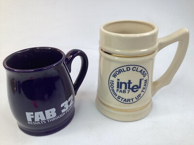 #ad 2 INTEL Employee Only Recognition mugs Fab 32 7 HIgh K Metal Gate Factory L2 $99.88