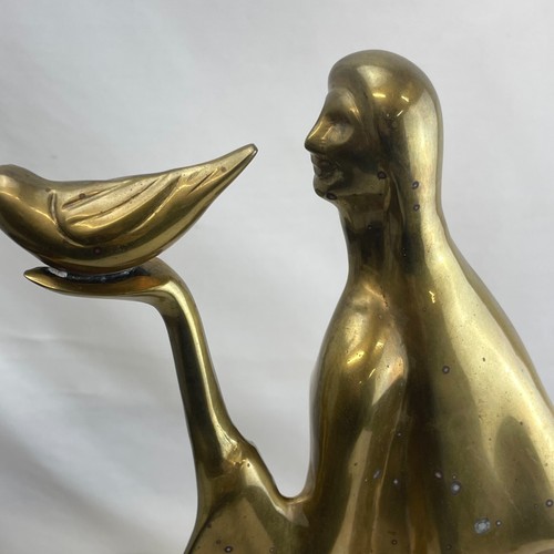 De colección Dolbi Cajero Latón Mujer Dama con Pájaro Art Deco Estatua Escultura 1987 - Imagen 14 de 19