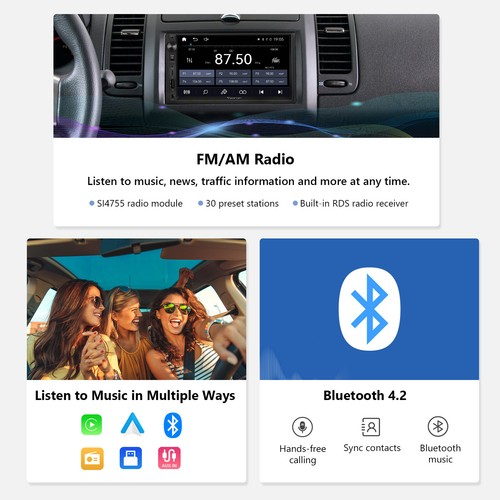 7" QLED Double 2DIN in-Dash Video Receiver CarPlay Android Auto Car Stereo Radio - Picture 12 of 16
