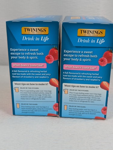Twinings - Strawberry & Raspberry - Iced Tea Bags - 72 ct - 2 Packs - exp: 01/27 - Picture 3 of 13
