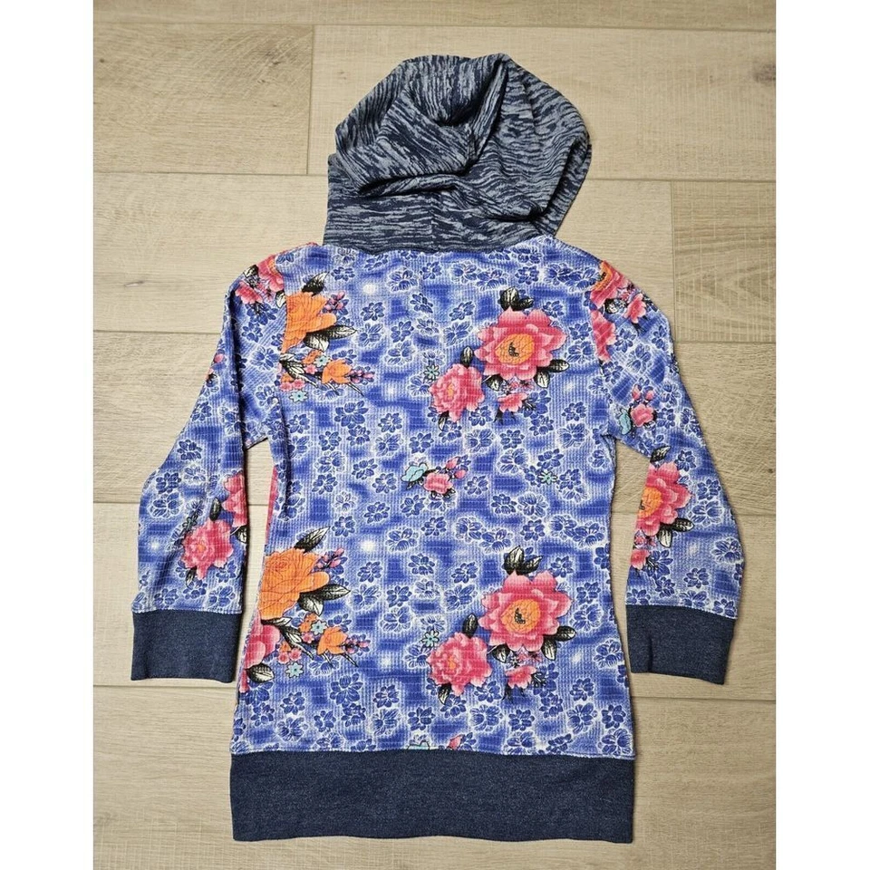 Sudadera con Capucha De Colección Free People Tejido Waffle Cremallera Y2K Floral Casa de Campo Core Talla Pequeña Foto 3 de 4