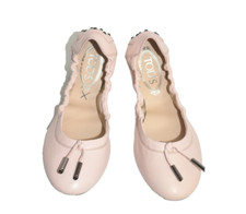  550 TOD'S BALLET FLAT LEATHER PINK LOAFER SILVER HARDWARE 38 ITALY  MD1 