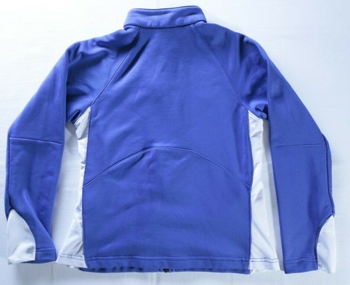 Nike FitDry warm up jacket sz M 10/12 kid blue asymmetric zipper white accent - Picture 2 of 7