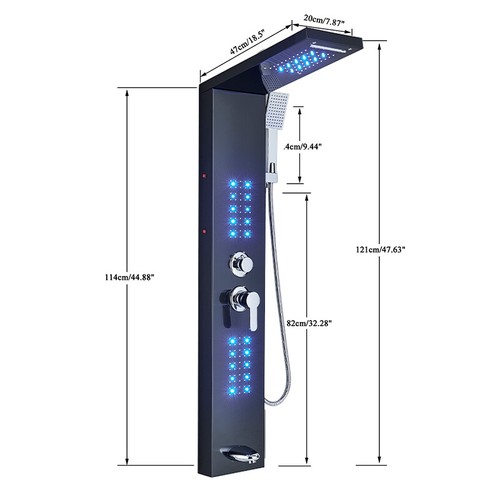 Colonna Pannello doccia idromassaggio LED Set Acciaio inox con Doccetta Cascata - Foto 60 di 136