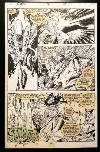 X-Men #7 pg. 23 Póster de arte original de Marvel Comics enmarcado de Rogue Jim Lee 11x17 - Imagen 1 de 2