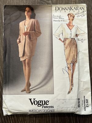 Vintage Vogue 2512 Donna Karan Jacket Top Skirt Size 8-12 Bust 80s  90s