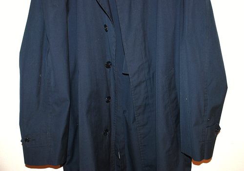 LONDON FOG United Airlines Pilot Trench Coat Rain Jacket  Navy Blue 44L 1950's - Picture 6 of 16