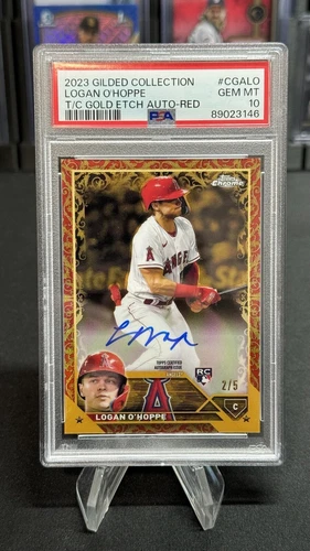 Logan O’Hoppe 2023 Topps Gilded Red /5 Auto Rookie PSA 10