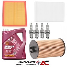 FOR VAUXHALL ASTRA MK5 2004-2012 FULL FILTER SERVICE KIT 5L 5W30 4x SPARK PLUGS
