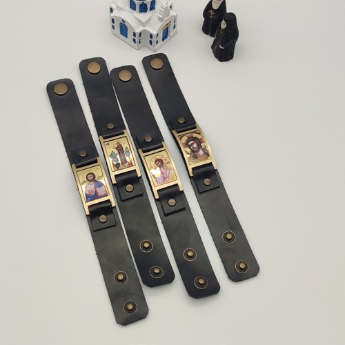 Orthodox Jesus Christ On Genuine Black Leather Bracelet Scented Blessed Myrhh - Picture 10 of 14