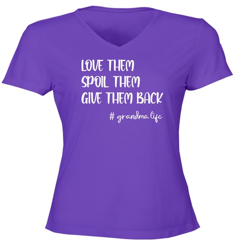 Love Them Spoil Them Give Them Back Juniors Women Teen Shirt Funny Grandma Life - Picture 9 of 9