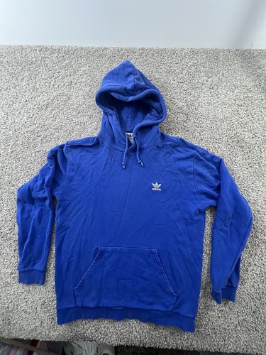 Vintage Adidas Trefoil Men's Blue Large Pouch Pocket Pullover Hoodie Streetwear
