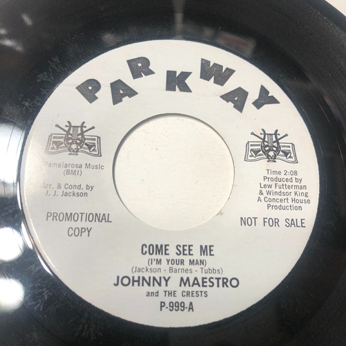 Johnny Maestro And The Crests 7" 45 Record & Label Sleeve WL promo Come See Me - Picture 5 of 5
