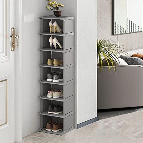 Narrow Shoe Rack 8 Tiers, Tall Skinny Shoe Organizer, Small Space and 8- tier - Picture 2 of 8
