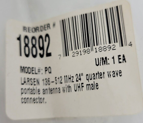 QTY 2- LARSEN PQ 136-512MHz 24" Quarter Wave Portable Antenna UHF Male Connector - Picture 3 of 4