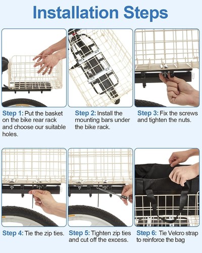 Large Capacity Quick-Release Bike Basket with Removable Liner Bag - Unisex Style - Picture 6 of 9