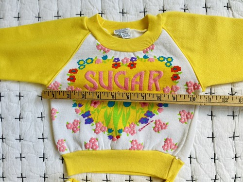 Vintage 12 18 Mo Baby Set Outfit Sweatshirt Pants Floral 80s Sugar Crewneck NWOT - Picture 8 of 11