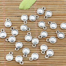 60pcs tibetan silver color 2sided round little charms EF2251