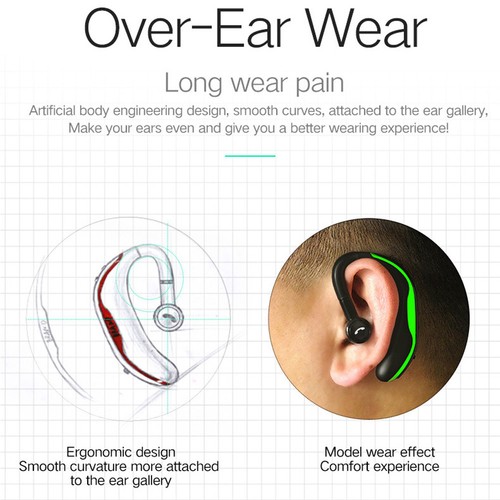Bluetooth Headphone Wireless Earpiece Single Ear Voice Control Sports Earphone - Picture 8 of 10