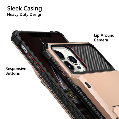 For iPhone 16 15 14 13 Pro Max Slim Shockproof Phone Case with Card Holder Cover - Picture 11 of 20