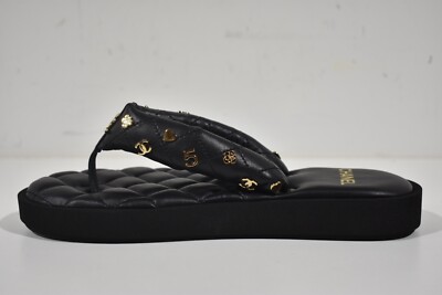 Leather flip flops Chanel Black size 42 EU in Leather - 30181503