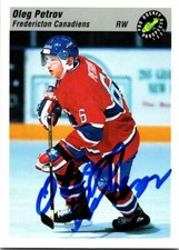 Oleg Petrov autographed hockey card (Fredericton) 1993 Classic Prospects #8