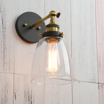 5.6'' CLOCHE CLEAR GLASS RETRO INDUSTRIAL WALL SCONCE LOFT ANTIQUE WALL LIGHTING