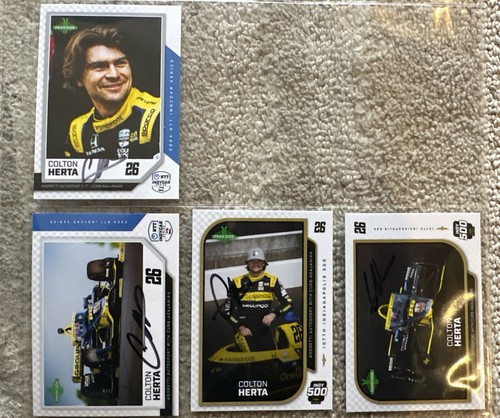 COLTON HERTA SIGNED 4 CARD Set ANDRETTI TEAM Autograph 2024 Parkside Indycar - Picture 1 of 11