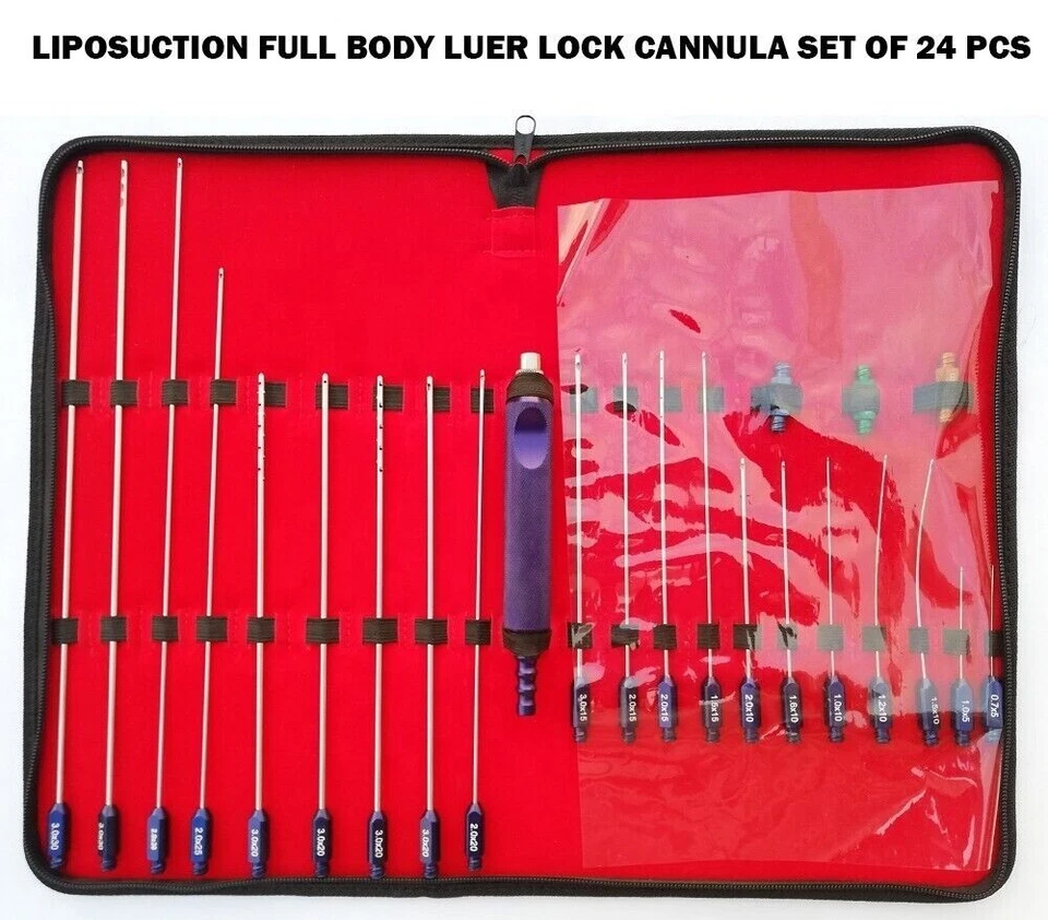 Juego de 24 cánulas de liposucción de cuerpo completo Luer lock injerto de grasa cirugía estética Foto 4 de 4