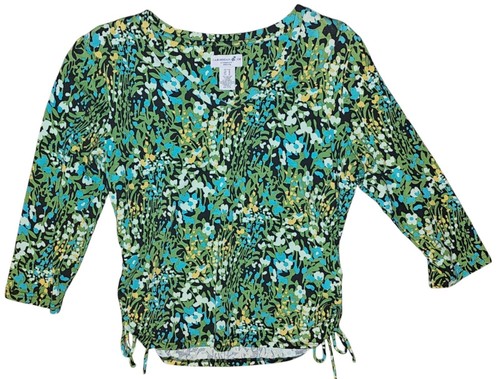 Caribbean Joe Damen Blumen Kordelzug Top Petite M Baumwolle & Elasthan