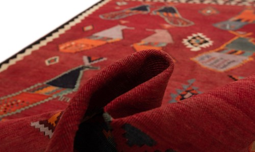 Kelim 245x149 cm Handgewebter Perserteppich Wolle Orient kilim Läufer Rug Rot - Bild 10 von 11