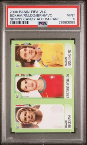 Cristiano Ronaldo Beckham Ibrahimovic Panini World Cup 2006 Candy Sticker PSA 9