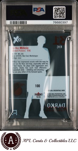 2003 Fleer E-X #100 Darko Milicic Essential Cred Now /100 PSA 7 - Picture 2 of 2
