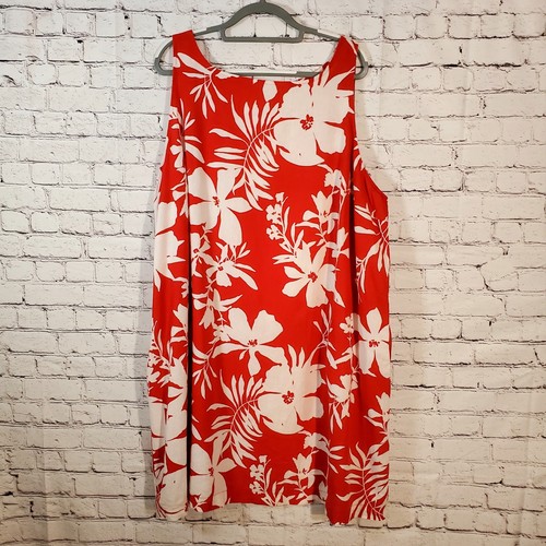 Ava & Viv Red White Floral Sleeveless Summer Sundress 55 Linen 45 Rayon Size 3X
