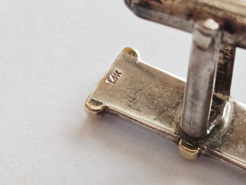 Tiffany & Co Sterling Silver 14K Gold Men's Column Bar Cufflinks & Tie Bar Set - Picture 9 of 19